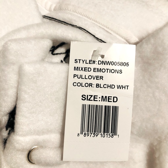 Daydream Nation Dolls Kill Mixed Emotions Fuzzy Oversized White Sweatshirt.NWT!M - Picture 8 of 12